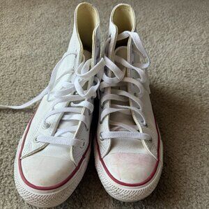 Leather Converse High Tops White Size M6/W8
